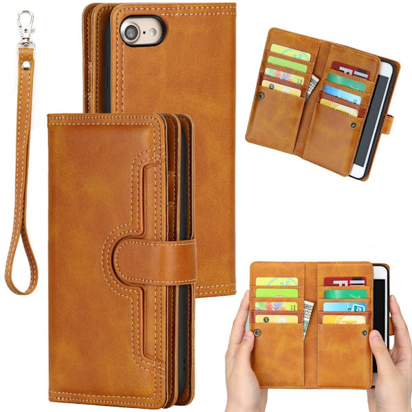 Lompakkokotelo Nahka Multi-Slot iPhone 7/8/SE Cognac