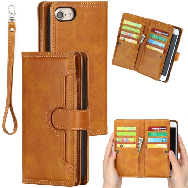 Plånboksfodral Läder Multi-Slot iPhone 7/8/SE Cognac