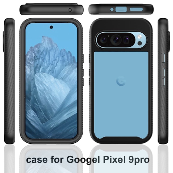 360 Täyspeitto Reuna Kotelo Google Pixel 9 Pro Musta