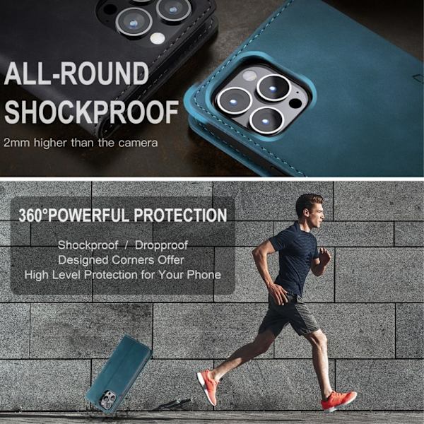 CaseMe Slim Pungetui iPhone 14 Pro Max Blå