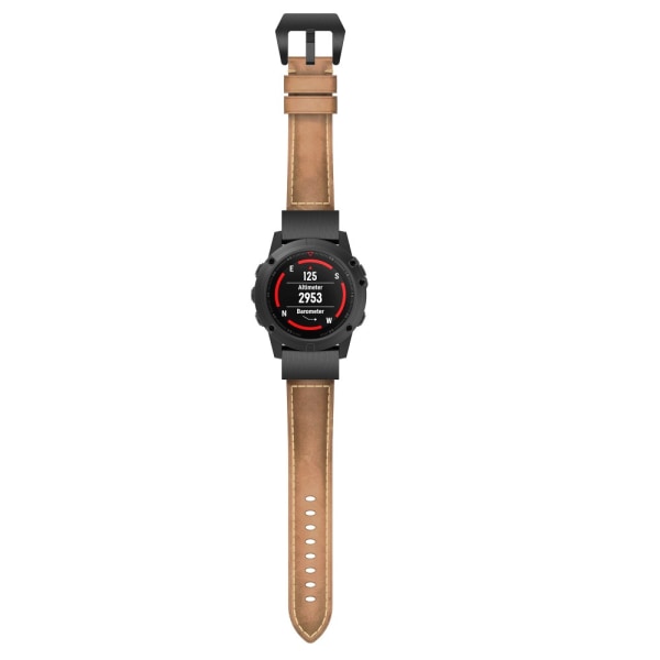 Ægte læderrem Garmin Fenix 5/5 Plus/6/6 Pro Brun