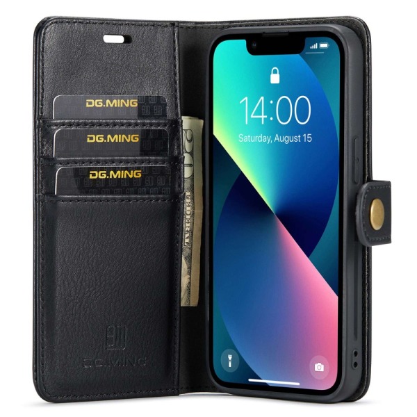 DG.MING 2-i-1 Magnet Wallet iPhone 15 Sort