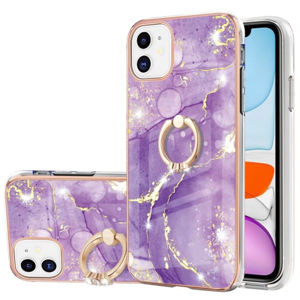 TPU Skal iPhone 11 Ringholder Lilla Marmor