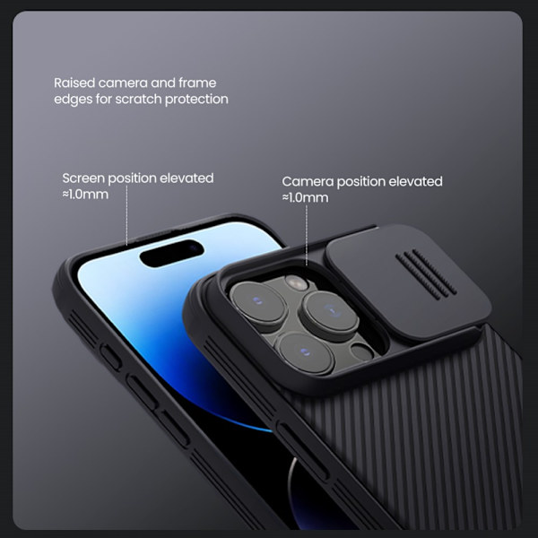 Nillkin CamShield -kuori iPhone 16 Prolle, musta