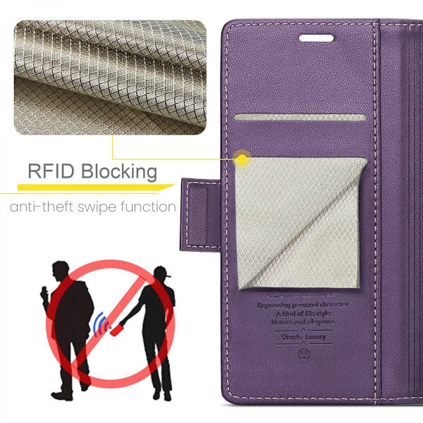 CaseMe Slim Plånboksfodral RFID-skydd Samsung Galaxy S23 FE Lila