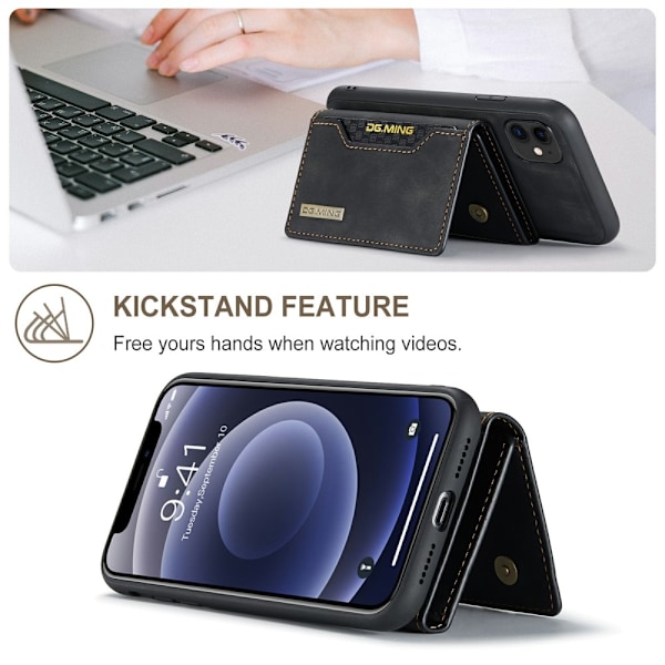 DG.MING 2 i 1 Magnetisk Kortlomme Etui iPhone 11 Sort