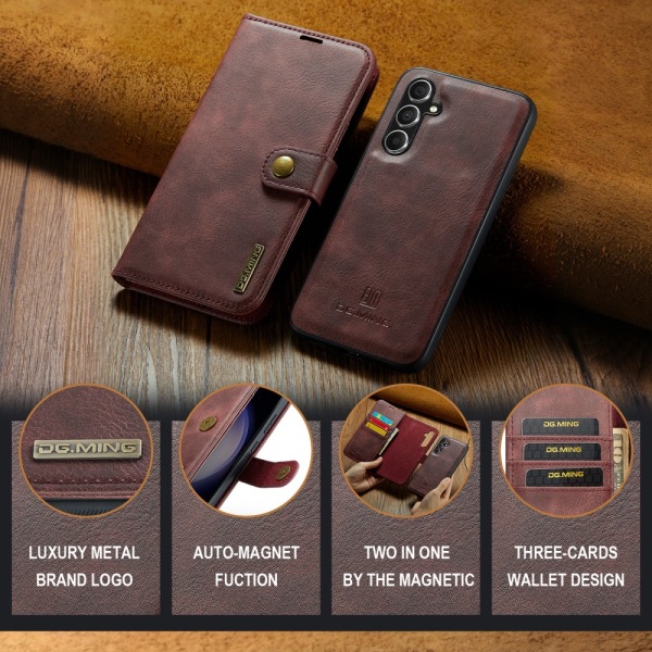 DG.MING 2-in-1 Magnet Wallet Samsung Galaxy S23 FE Red