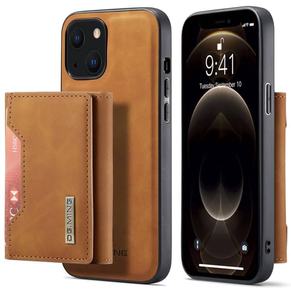 DG.MING 2-i-1 Magnetiskt Skal Med Kortfack iPhone 15 Cognac