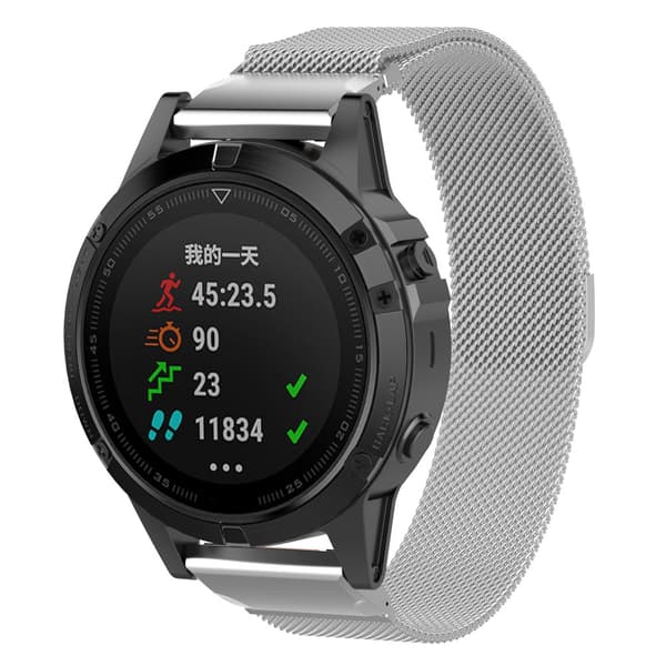 Milanese Loop -ranneke Garmin Fenix 7 Pro Silver