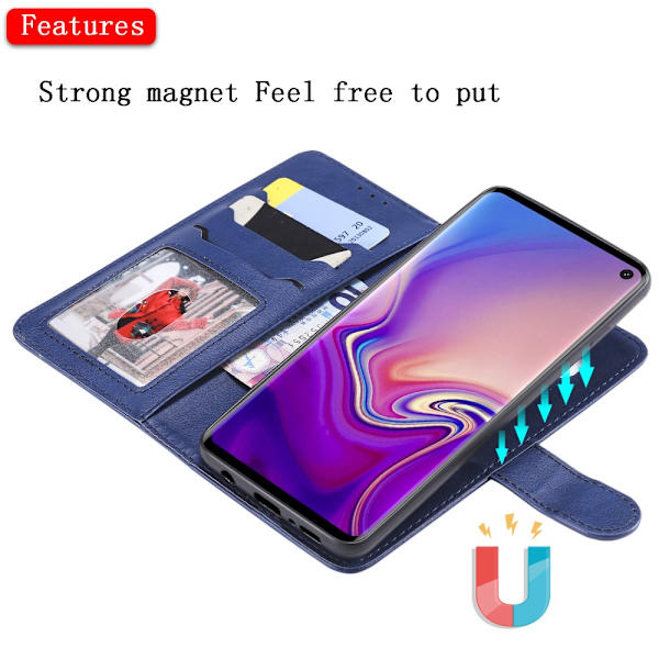 Magnetisk pung i læder til Samsung Galaxy S10 Blå