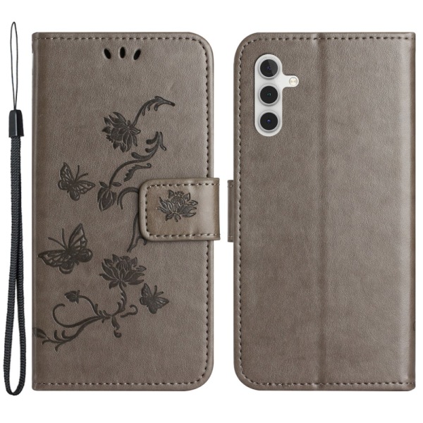 Läderfodral Fjärilar Samsung Galaxy A55 Grå