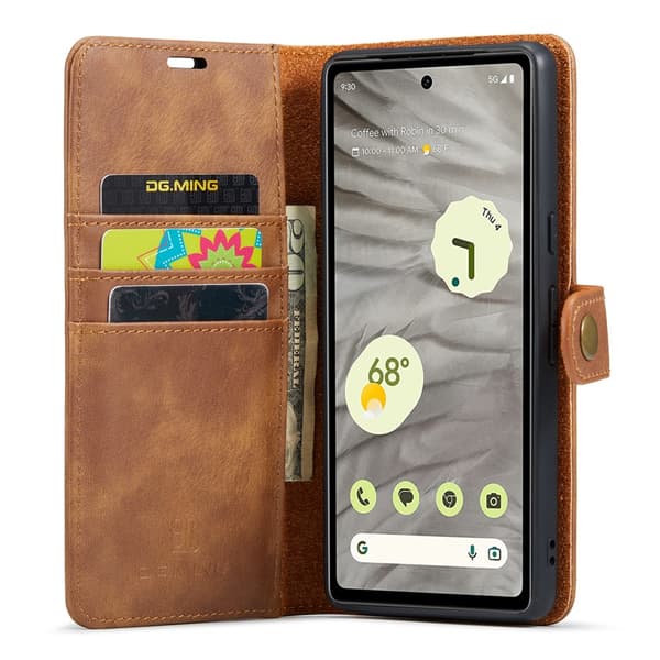 DG.MING 2-i-1 Magnetiskt Plånboksfodral Google Pixel 7a Cognac