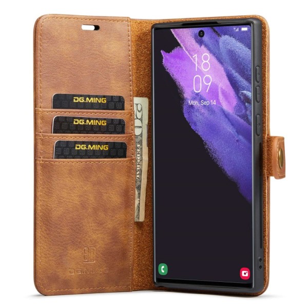 DG.MING 2-in-1 Magnet Wallet Samsung Galaxy S23 Ultra Cognac