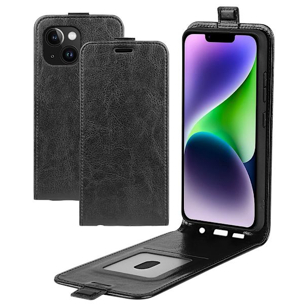Flip Læderetui iPhone 15 Plus Sort