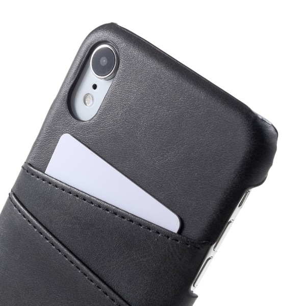 Læderskal med kortholder iPhone XR Sort
