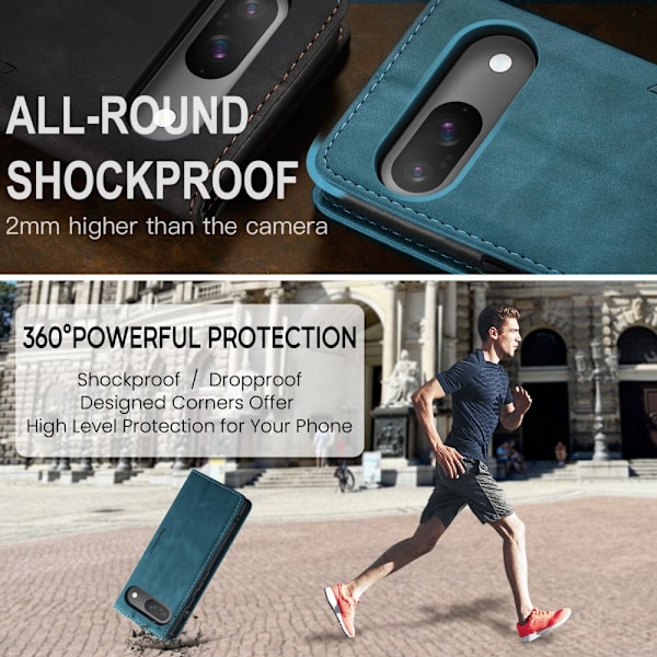 CaseMe Slim Lompakko Kotelo Google Pixel 9 Sininen