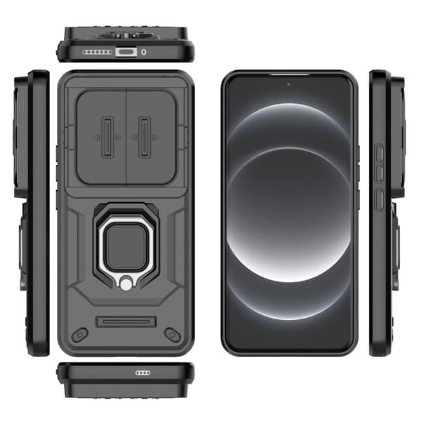 Hybridskal Xiaomi 14 Ultra Ring + Kamerabeskyttelse Sort