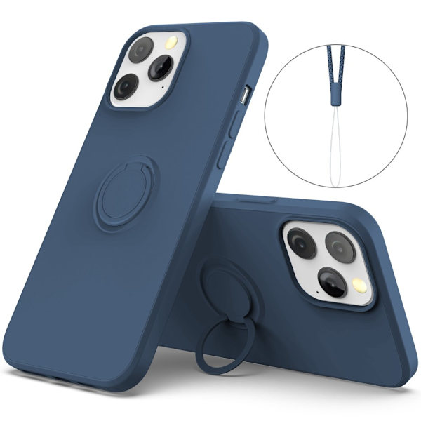 Skal iPhone 14 Pro Med Ringhållare Mörkblå
