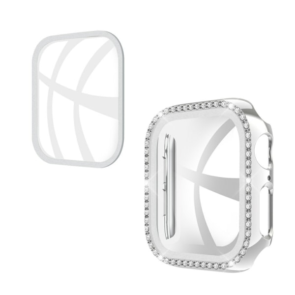 Apple Watch 44mm Skal och Skärmskydd Härdat Glas Silver