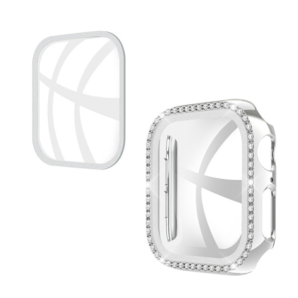 Apple Watch 44mm Skal og Skærmbeskyttelse Hærdet Glas Sølv