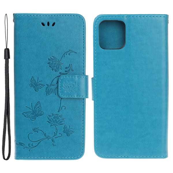 Læderetui Sommerfugle iPhone 13 Mini Blå