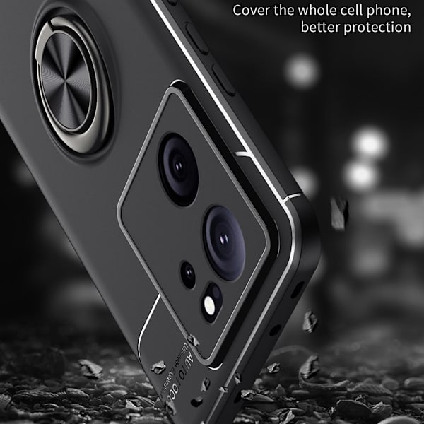 Xiaomi 13T:n musta kuori, jossa rengaskiinnike