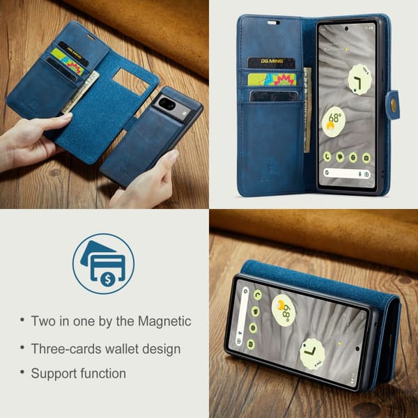 DG.MING 2-i-1 Magnetiskt Plånboksfodral Google Pixel 7a Blå