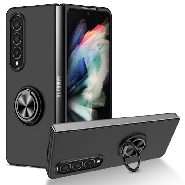 Samsung Galaxy Z Fold 4 Cover med Magnetisk Ringholder Sort