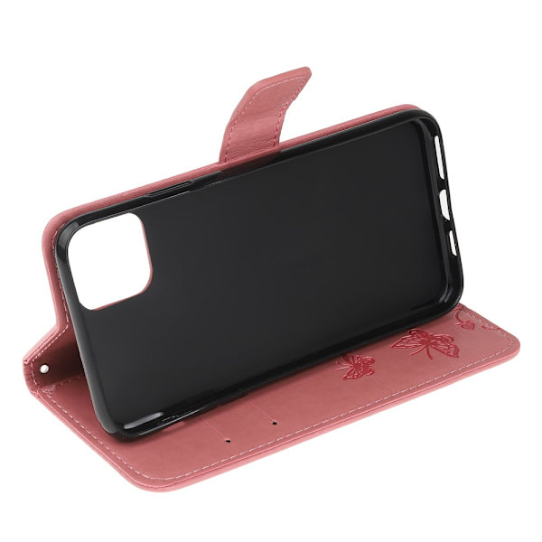 Läderfodral Fjärilar iPhone 13 Pro Rosa