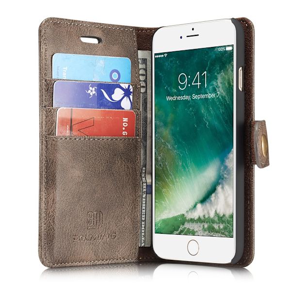 DG.MING 2-in-1 Magnet Wallet iPhone 7/8/SE Brown