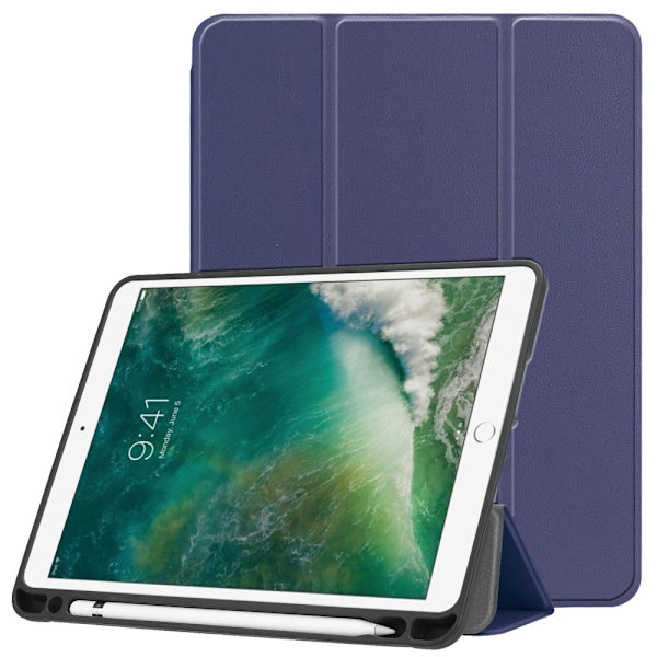 iPad 9.7 5. sukupolven (2017) -kotelo, kolminkertainen kotelo kynätelineellä, sininen
