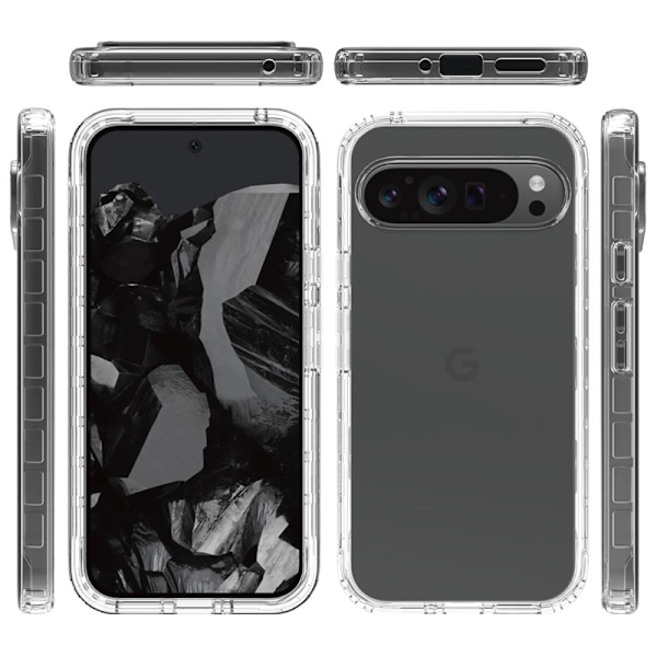 360 Täyspeitto Reuna Kotelo Google Pixel 9 Pro XL Läpinäkyvä