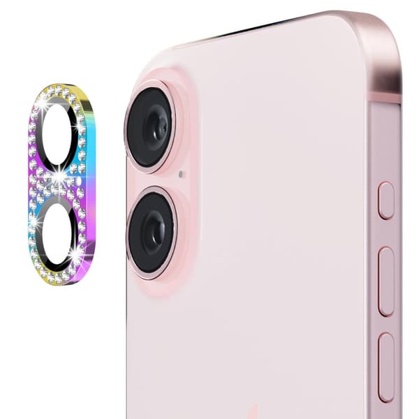 Hat Prince Glitter Kameraskydd iPhone 16 Multifärg