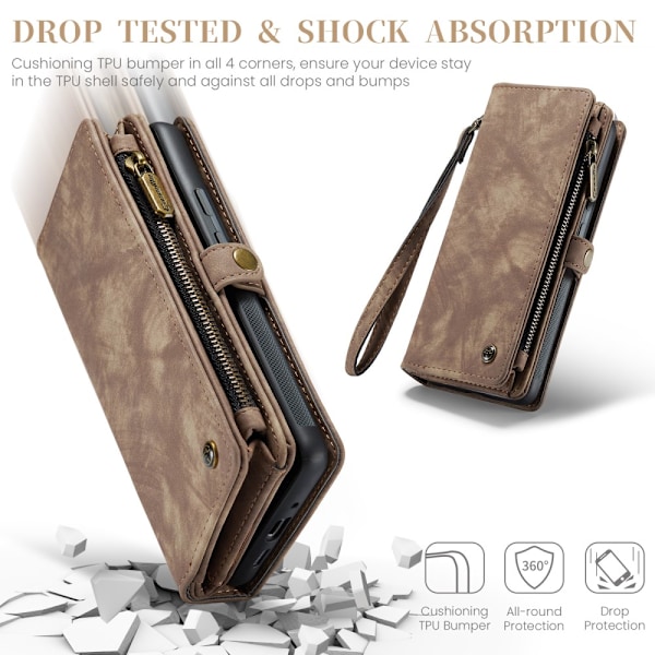 CaseMe Multi-Slot 2-in-1 Lompakko Kotelo Google Pixel 9 Pro XL Ruskea