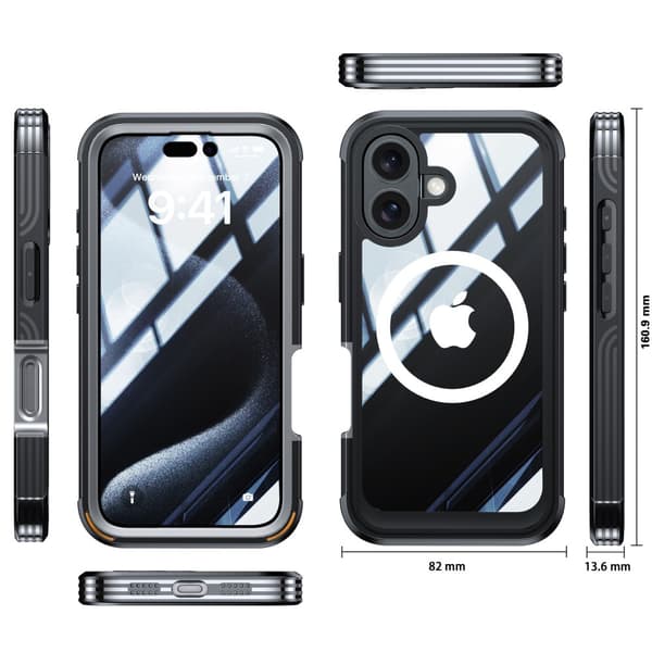 Ultra Full Protection MagSafe -kotelo iPhone 16 musta