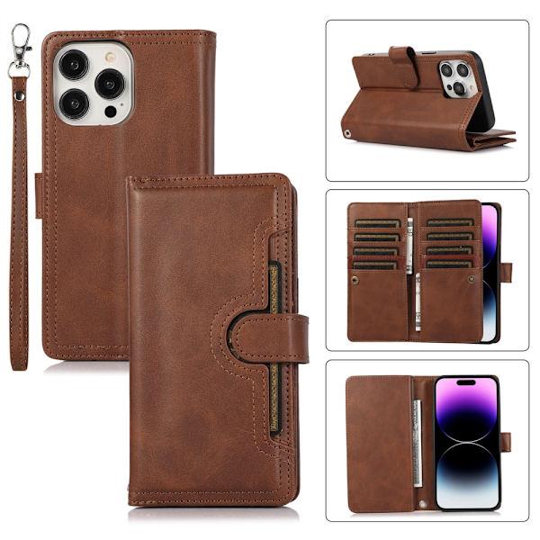Lompakkokotelo Multi-Slot iPhone 15 Ruskea