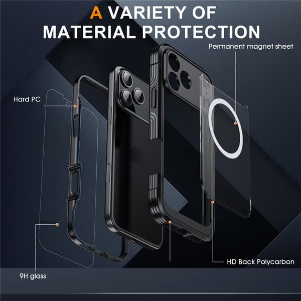 Ultra Full Protection MagSafe -kotelo iPhone 17 Pro Max, musta