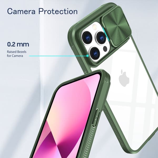 Edge Skal Kamerabeskyttelse iPhone 14 Pro Max Grøn