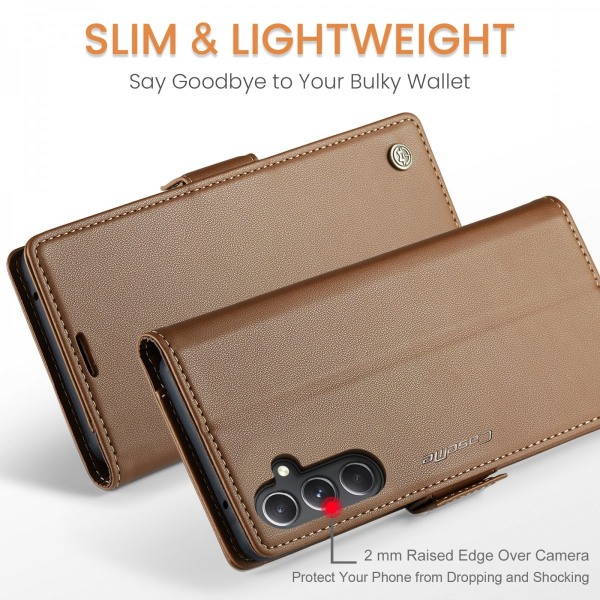 CaseMe Slim Plånboksfodral RFID-skydd Samsung Galaxy S23 FE Brun