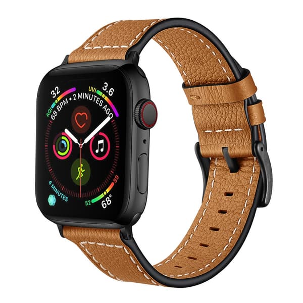 Klassiskt Läderarmband Apple Watch 45mm Series 9 Cognac