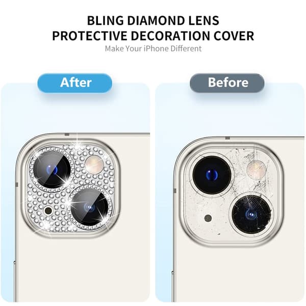 Hat Prince Glitter Kamerabeskyttelse Aluminium iPhone 15/iPhone 15 Plu