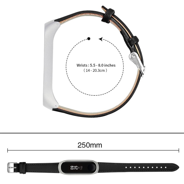 Ægte læderrem til Xiaomi Mi Band 5/6 Sort