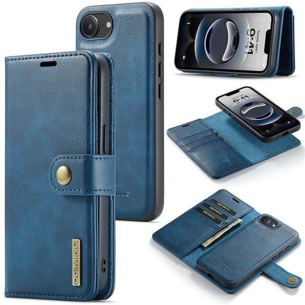 DG.MING 2-in-1 Magnet Wallet iPhone 16e Blue