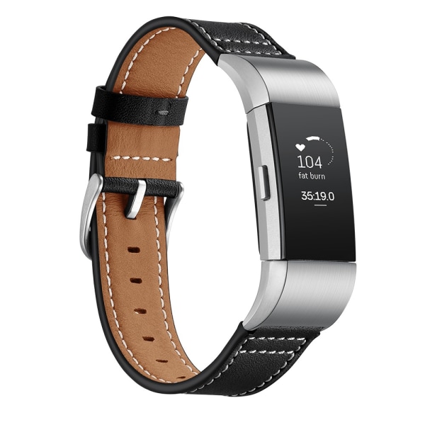 Ægte læderrem til Fitbit Charge 2 - Sort