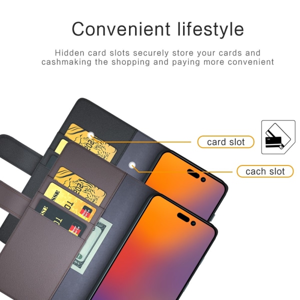 Ægte læder etui iPhone 14 Pro Sort