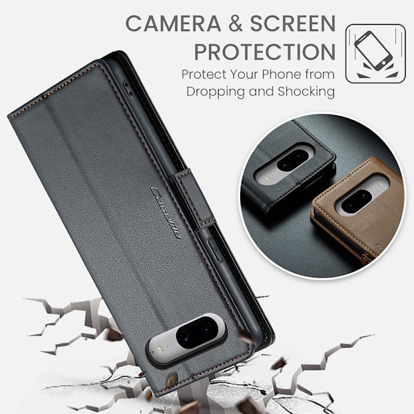 CaseMe Slim Pungetui RFID-beskyttelse Google Pixel 8 Sort