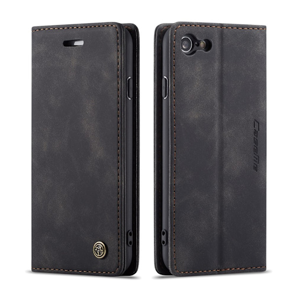 CaseMe Retro Slim Pungetui iPhone 7/8/SE Sort