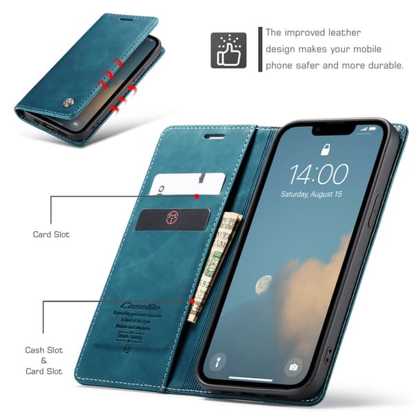 CaseMe Slim Plånboksfodral iPhone 16e Blå