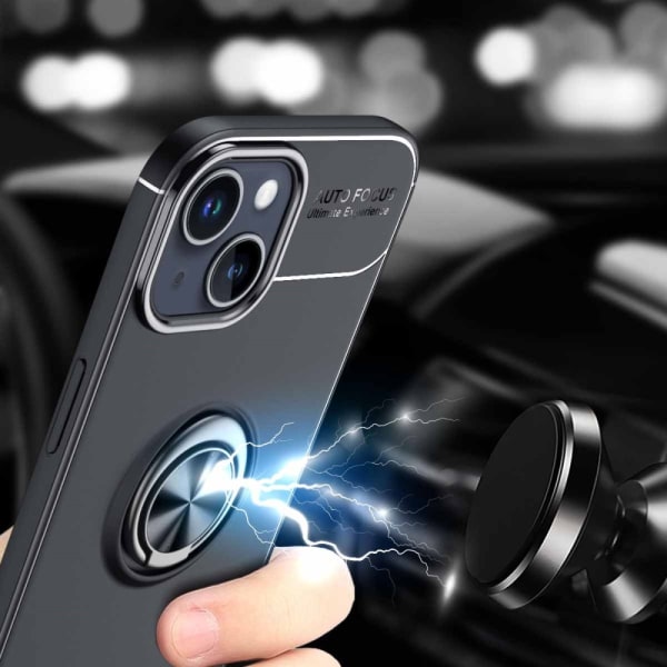 Etui med ringholder til iPhone 15 Plus Sort