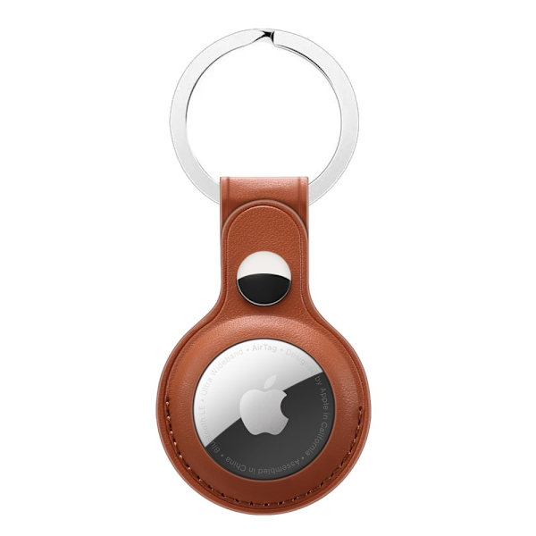 Apple AirTag Læderskal Med Nøglering Brun